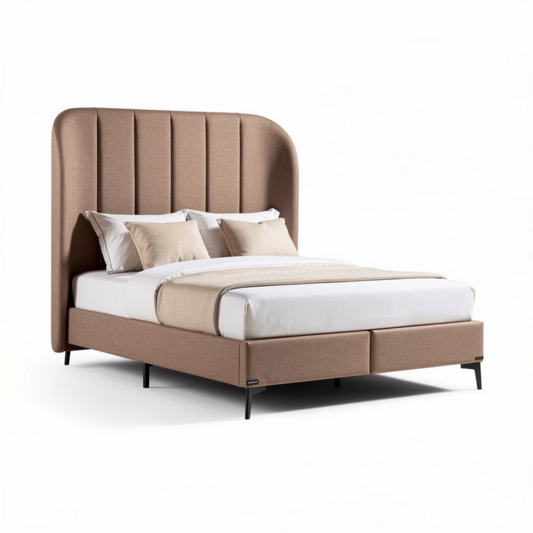 Upholstered Bed Frame with Headboard – Bedroom Furniture in Fabric – 200 x 160 x 100cm