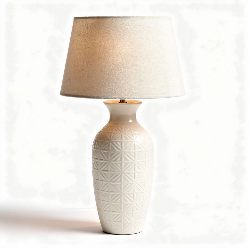 Ceramic Table Lamp with Fabric Shade – Suitable for Home Décor – Made of Ceramic and Fabric – 25 x 25 x 50cm