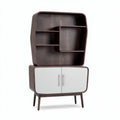 Wooden Storage Cabinet with Open Shelves and Closed Compartment – 100 x 40 x 150cm